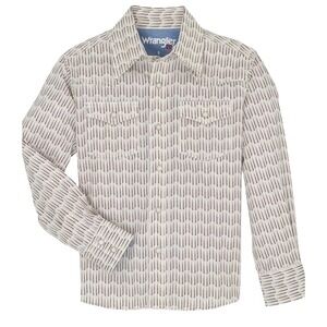 Wrangler 20X Boy Long Sleeve  PearlSnap Western Shirt White/blue /Brown Size S